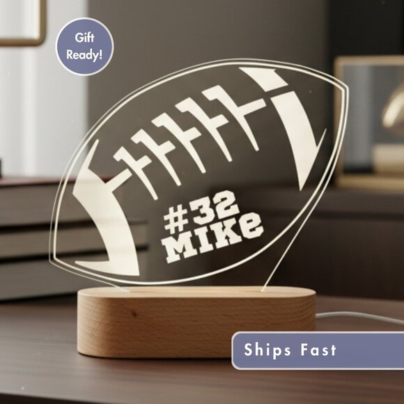 American Football Night Light – Personalized LED Sports Decor Lamp - Picture 1 of 8